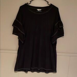 Como Blu Faded Gray/Black Women's Short Sleeve Top